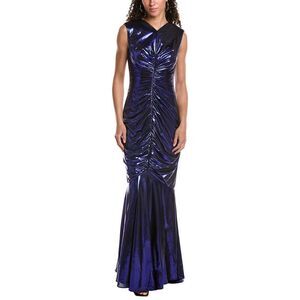 Rene Ruiz Womens One-Shoulder Gown, Blue